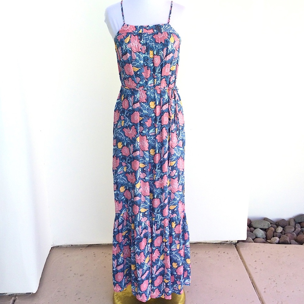 LOFT Floral Tassel Boho Chic Flowy Dress